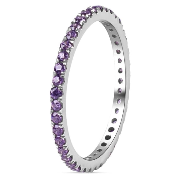 Jewel Studio - Amethyst Full Eternity Wedding Band Ring For Women
