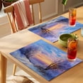 thumbnail image 4 of Winter Landscapes Placemats Set of 6 Christmas Nature Snow Forest Sunset Place Mats Indoor Wipeable Table Mats Washable Cloth Dining Table Placemats for Kitchen Holiday Party Home Decor 13x19 Inch, 4 of 9