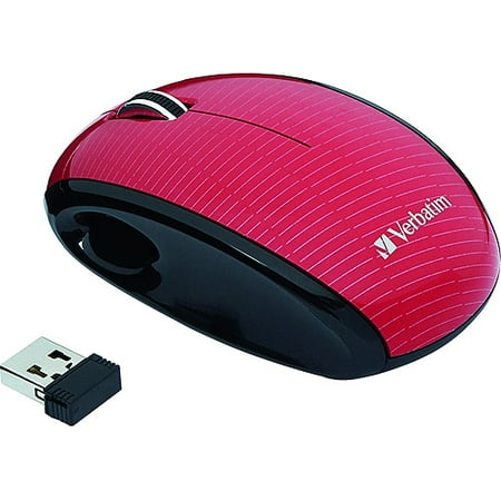 Verbatim Nano Wireless Notebook Laser Mouse - Mouse - laser - wireless - 2.4 GHz - USB wireless receiver - black, mercury ruby