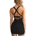 thumbnail image 3 of HLSOHJP Women's Cut Out Front Cocktail Dresses Sleeveless Crisscross Tie Back Bandage Bodycon Pleated Mini Cami Dress, 3 of 7
