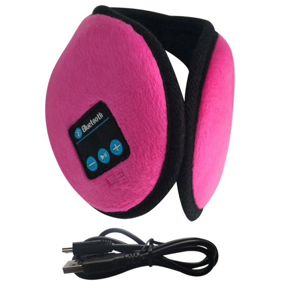ZOELNIC Bluetooth Ear Muffs Headphones Ear Warmers, Gift for Men Women Kids Christmas, Bluetooth Wireless Music Earmuffs Headsets with Microphone for Winter Outdoor (Rose red)