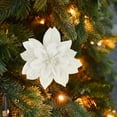 thumbnail image 2 of Christmas Simulation Flower Ornament, 5.9 in Plastic Artificial Poinsettia Decoration, Reusable Holiday Faux Flower for Tree, Wedding, Party & Home Décor, 2 of 5