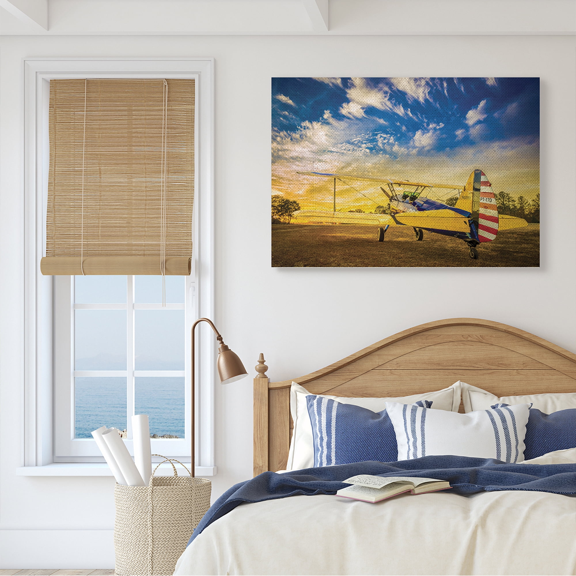 Stupell Industries Americana Plane Open Field Early Evening Sky,30 x 40,Designed by John Slemp