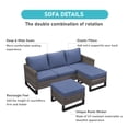 thumbnail image 5 of PARKWELL 6 Pieces Outdoor Sectional Sofa Furniture Sets - Wicker Rattan Conversation Dining Furniture Set with Cushions - Blue, 5 of 12