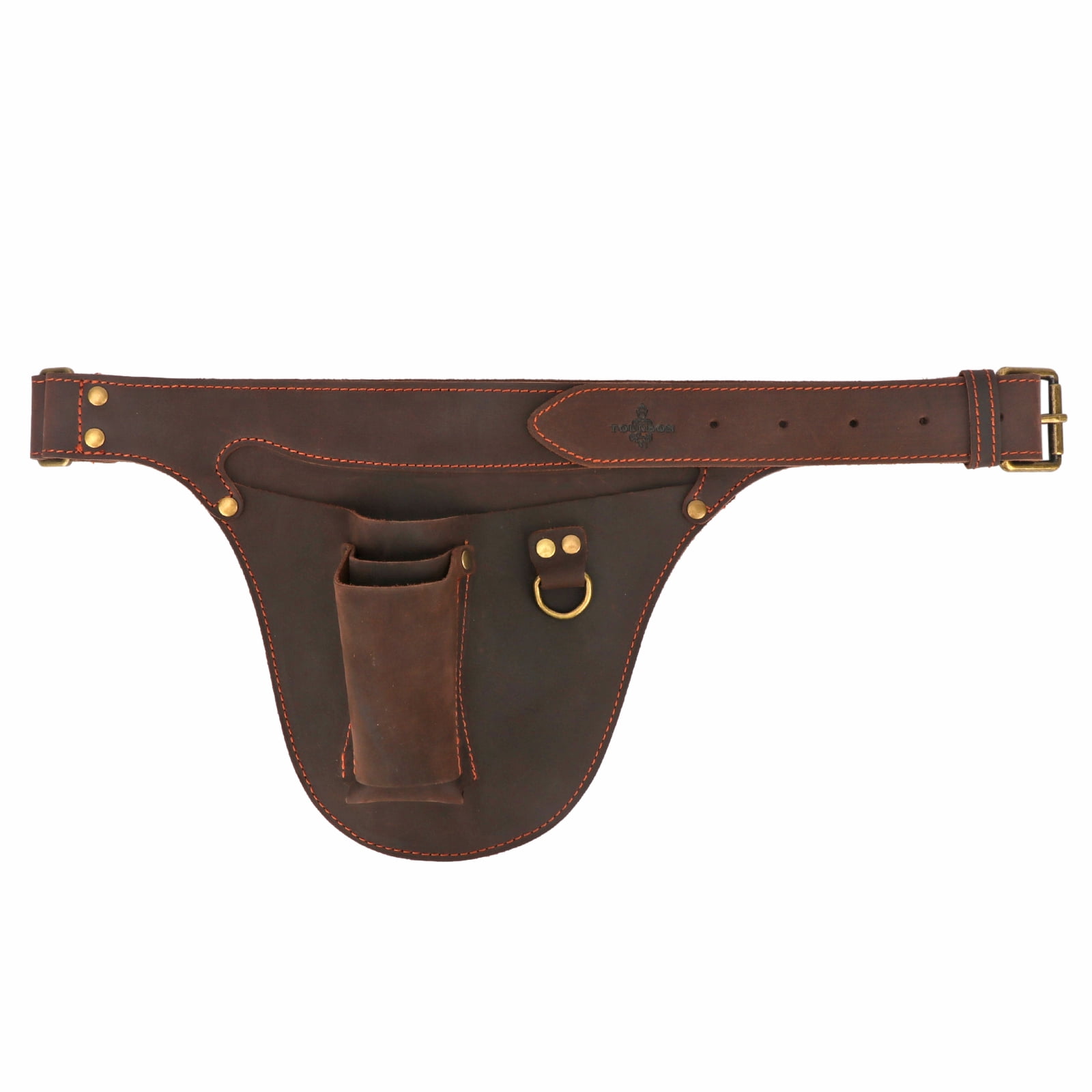 TOURBON Leather Florists Tool Belt Bag Gardener Electrician Carpenter Tools Carrier with 3 Pockets Brown
