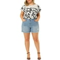 thumbnail image 2 of MODA NOVA Juniors Plus Size Floral Lace Keyhole Back Flared Sleeve Blouse White 2X, 2 of 6