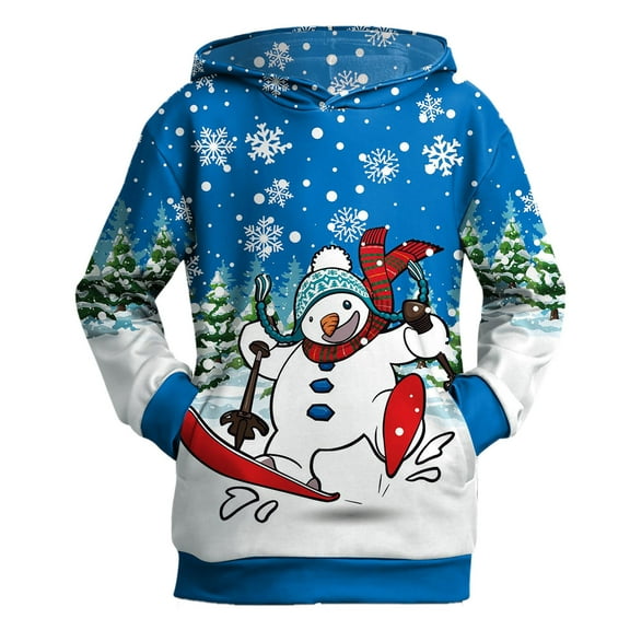 DHFJKG Pullover Child Toddler Boys Girls Christmas Long Sleeve Cartoon Snowman Prints Warm Hoodie Pullover Tops Kids Round Neck Soft Tops