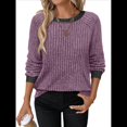 thumbnail image 3 of Camisas de Larga para Mujer, Suéteres, Conjuntos de Otoño, Bloques de Color, Ropa de Invierno, Elegantes, Informales, Suaves. Púrpura L, 3 of 7