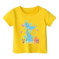 thumbnail image 2 of MEZZALL Girls Cute Graphic Kids T-Shirt Short Sleeve Tshirts Cartoon Ocean Tee Tops, Yellow, 10-11 Years, 2 of 3
