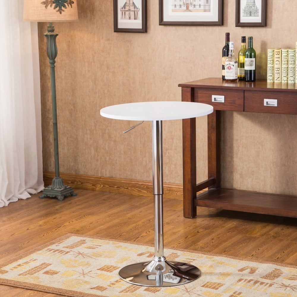 Modern Adjustable Wood and Metal Bar Table in White - Stylish Home Decor Must-Have