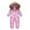 Pink, variant on Hooded Ski Jumpsuit for Girls Boys Tie Dye Full Zip One Piece Quilted Snowsuit Kids Elastic Cuffs Winter Warm Onesie Outerwear