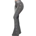 thumbnail image 2 of Women's Flared Jeans, High-Waist Stretch French-Style Jeans, Loose-Leg Buttoned Denim Pants, Flared Denim Jeans (S-5XL) grey 4XL, 2 of 7