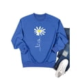 thumbnail image 3 of Xuanfei Women Let It Be Daisy Graphic Print Round Neck Long Sleeve Sweatshirt Top, 3 of 6