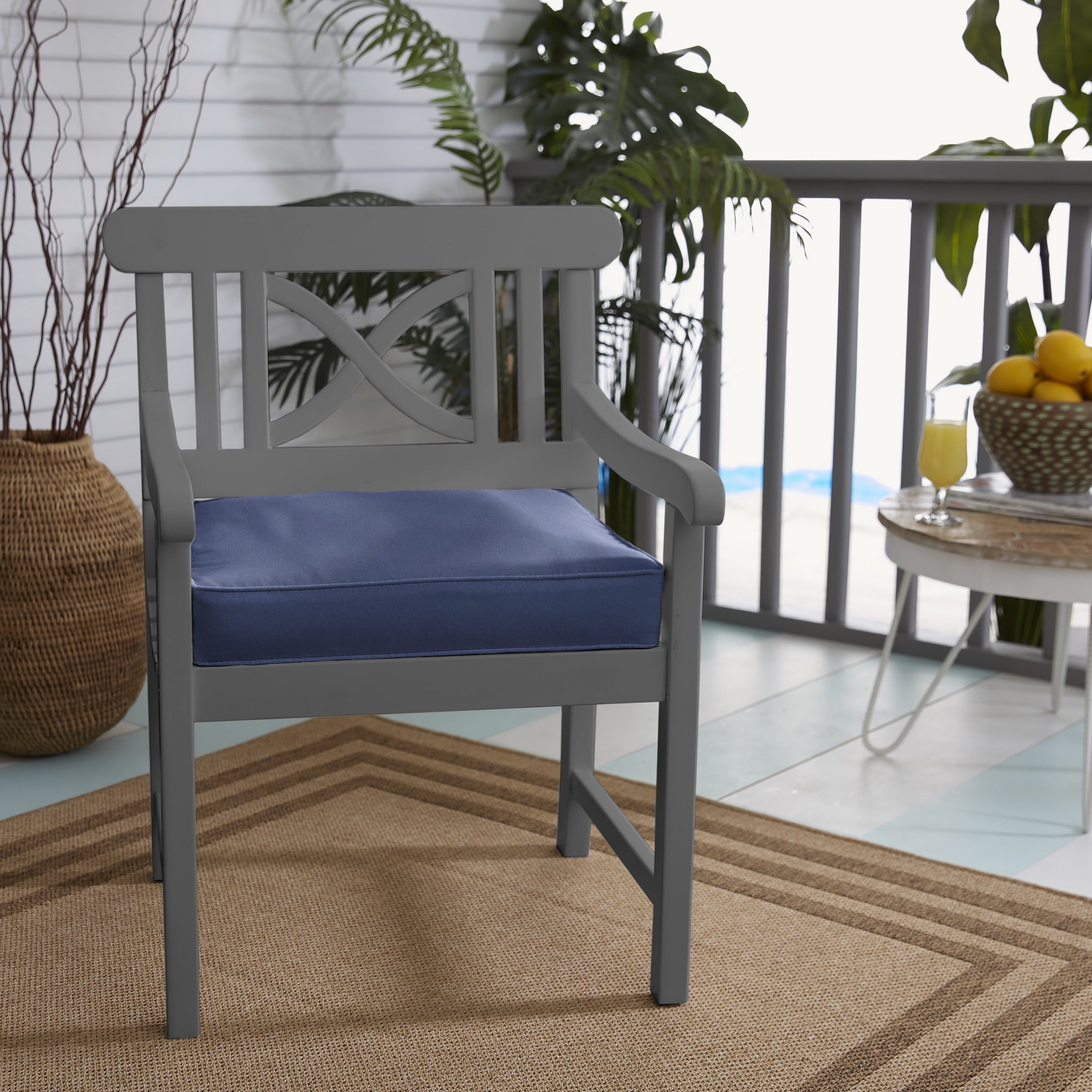 Sorra Home Dark Blue Corded Indoor/Outdoor Cushion