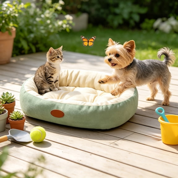 EBCUE Multi‑Size Round All‑Season Pet Bed Cushion, Breathable Summer & Warm Winter Soft Sleeping Mat, Cozy Rest Nest for Small‑Medium Cats Dogs Indoor Home Use