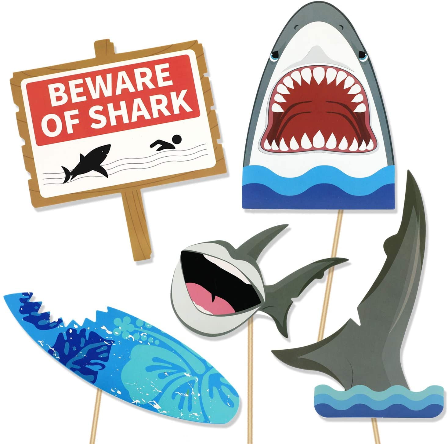 PlayWorld PartyPavillion Photo Booth Props Shark Party - Blue