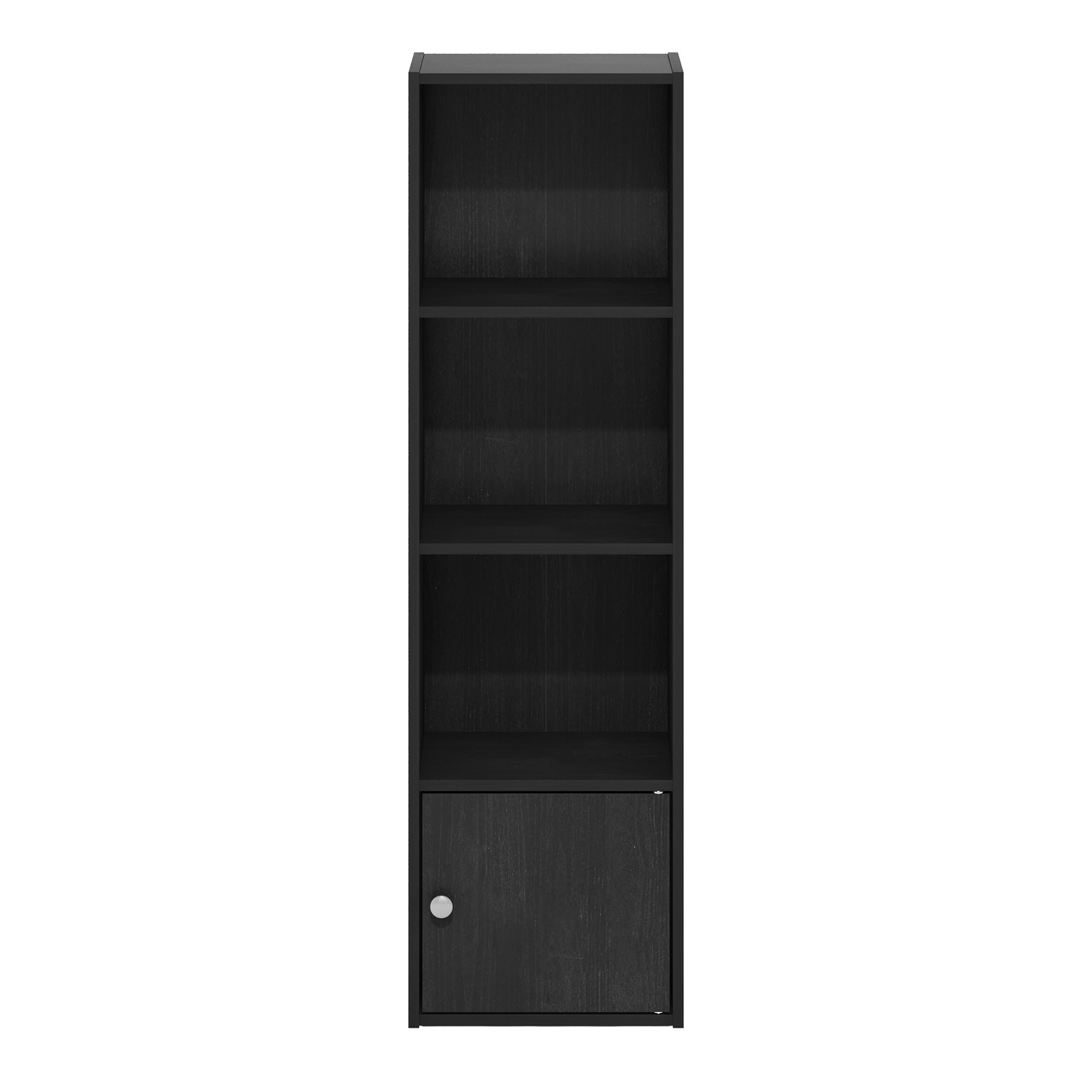 Furinno Luder 4-Tier Shelf Bookcase with 1 Door Storage Cabinet, Blackwood