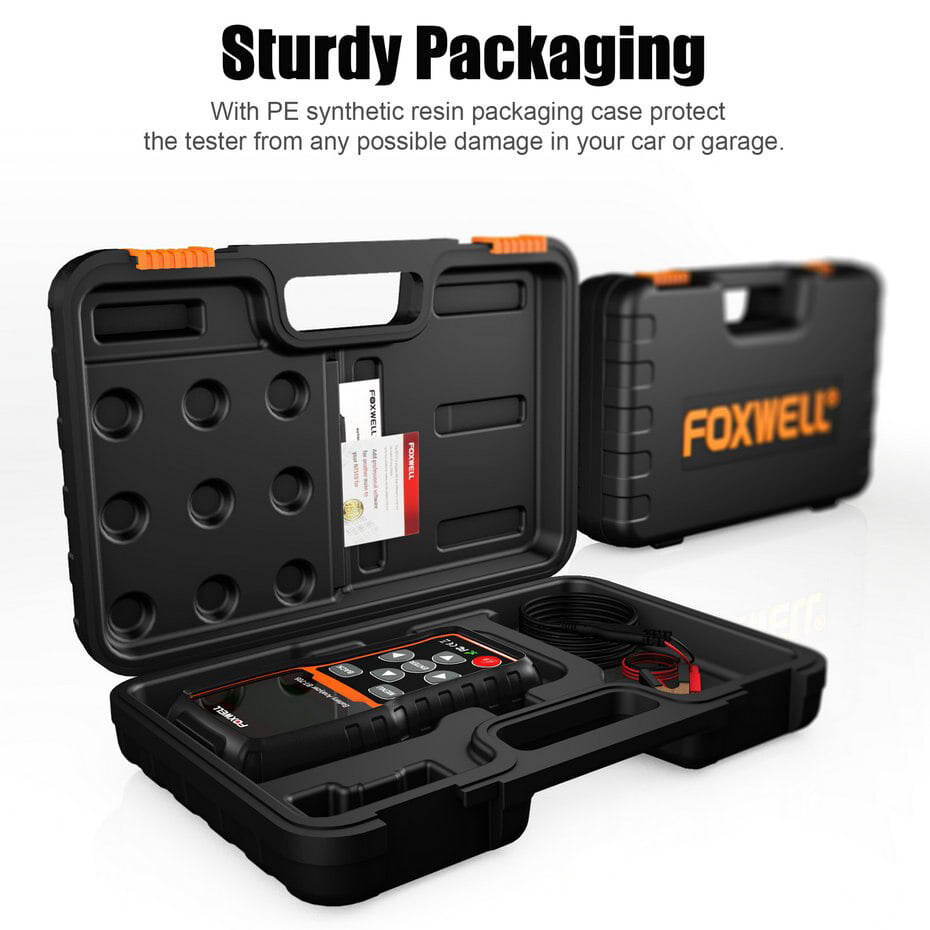 FOXWELL BT705 Testeur de Batterie Automobile pour Batteries et système de démarrage et de Chargement 12 V/24 V Noir/Orange 
