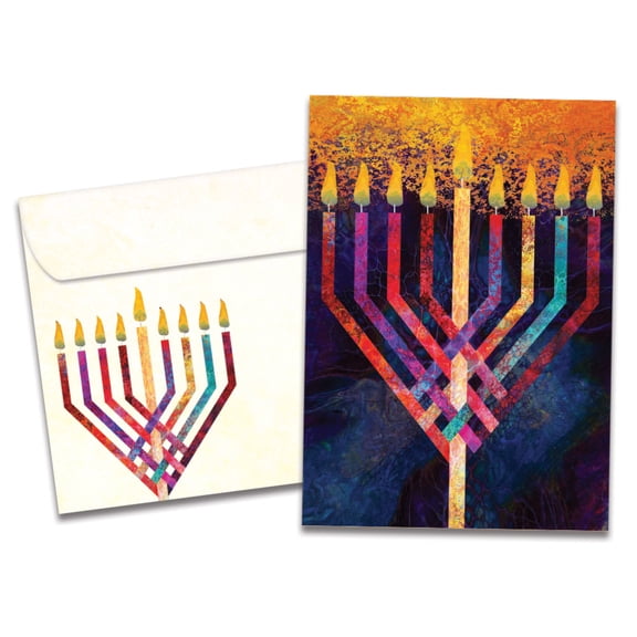 Tree-Free Greetings Hanukkah Greeting Card, 5 x 7, Menorah Glow (GO68833)