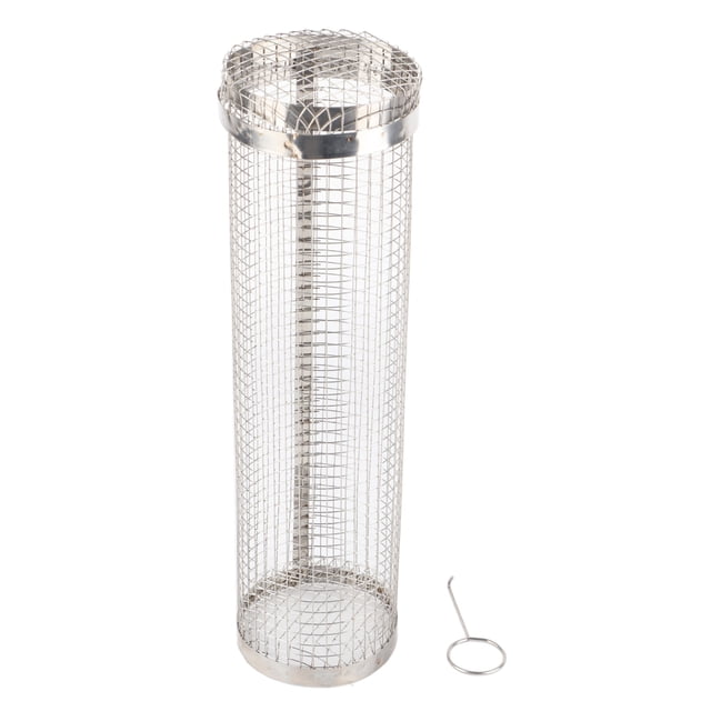 Cesta de parrilla rodante de acero inoxidable, accesorio para cocinar barbacoa, cesta cilíndrica para verduras, pescado y carne, 11.8 pulgadas