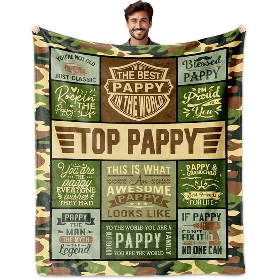 Pappy Gifts from Grandchildren, Pappy Blanket 60x50in, Gifts for Pappys from Grandkids, Pappys Gift Ideas for Birthday Fathers Day Christmas, Pappy''s Gift for Grandpa, Pappy''s Throw Blanket