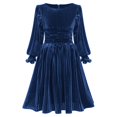 thumbnail image 5 of NIEWTR Girls Christmas Santa Dress Fancy Xmas Sequined Pompoms Tutu Mesh Skirt Long Sleeve Layered Tulle Dress 2-13Y Vintage Dresses Fall Winter 2024(Blue,12-13 Years), 5 of 6