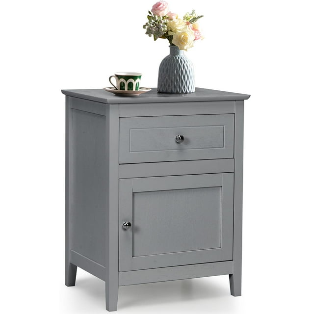 Giantex Wooden End Table w/Shelf, 2-Tier Storage Bedside Sofa Table w/Solid Structure, Coffee Table Nightstand