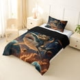 thumbnail image 2 of jejeloiu Galaxy Tiger Shark Adventure Twin Comforter Sets,Outer Space Theme Bedding Set For Boys,Orange Blue,Black Reversible,2pcs,1 Comforter and 1 Pillowcase, 2 of 7