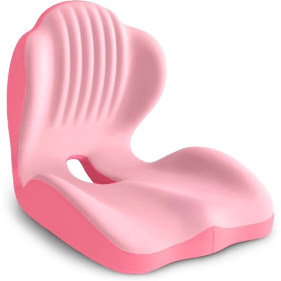 Ergonomic Seat Cushion L-Shaped Memory Foam Office Chair Cushion with Lumbar Support Tailbone Coccyx Relief Orthopedic Pad Pink
