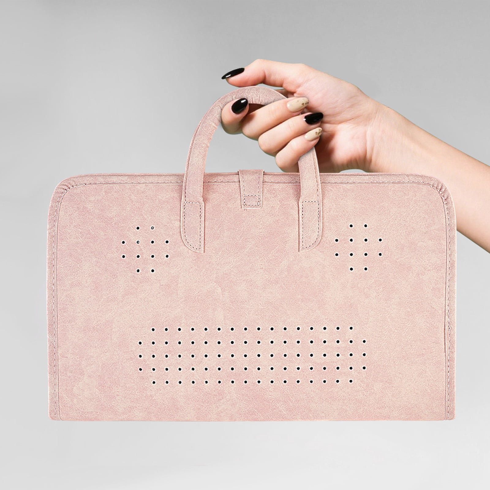 PU Leather Laptop Sleeve Pink with Handle Laptop Protective Case Compatible with 15.6/16 Inch Laptops, Easy to Carry, Breathable