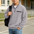 thumbnail image 4 of Edvintorg Boys Sweatshirt Long Sleeve Quarter Zip Casual Pullover Top Stand Collar Loose Sweatshirt Boy Clothes Size 3-14, 4 of 7
