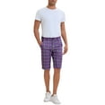 thumbnail image 2 of INSPIRE CHIC Men's Shorts Plaid Pattern Straight Fit Comfort Flat Front Checked Shorts 30 Purple, 2 of 5