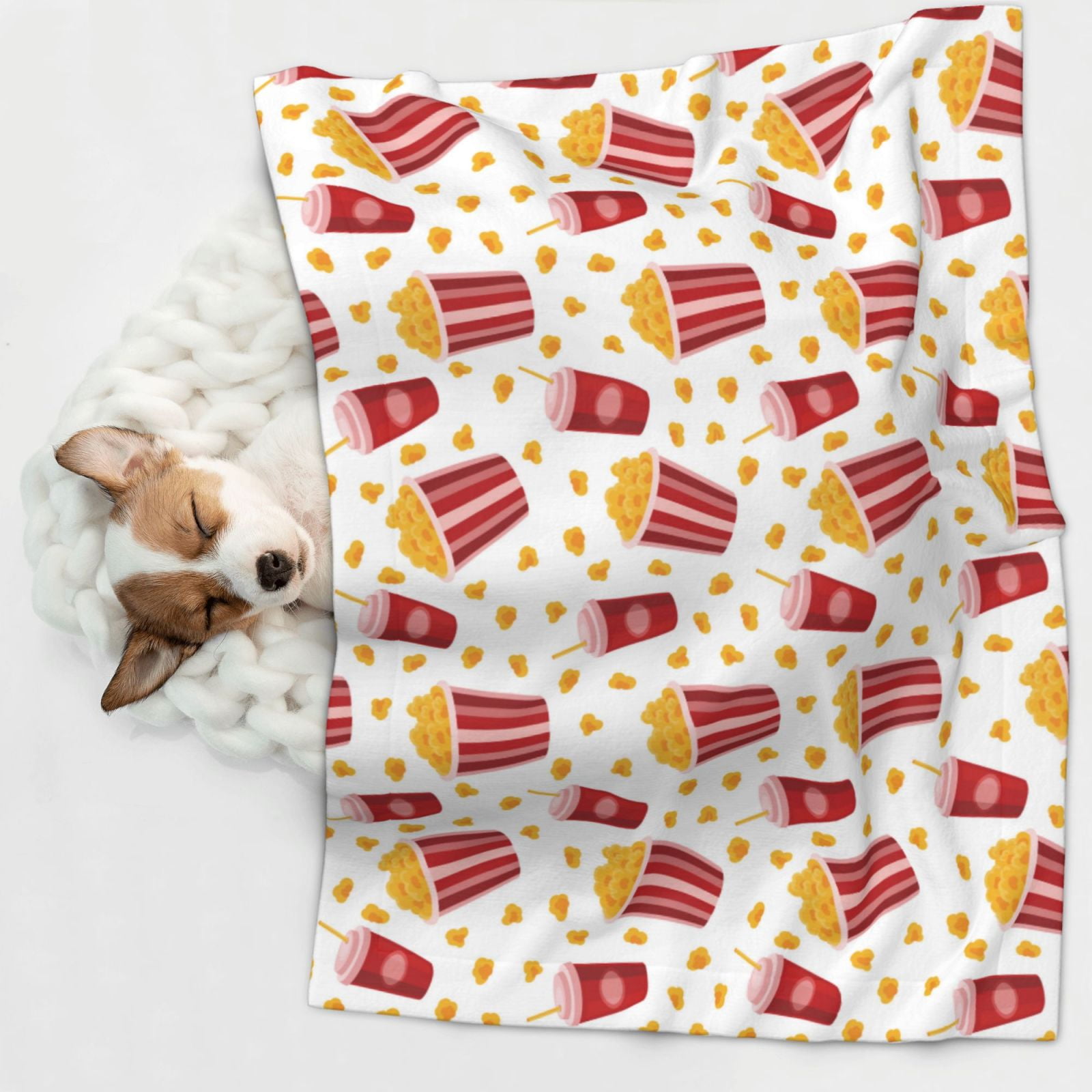 Naloa Popcorn Dog Blanket, 3 Sizes Cat Blanket for Indoor Cats Large Medium Small Dog Gifts-Large