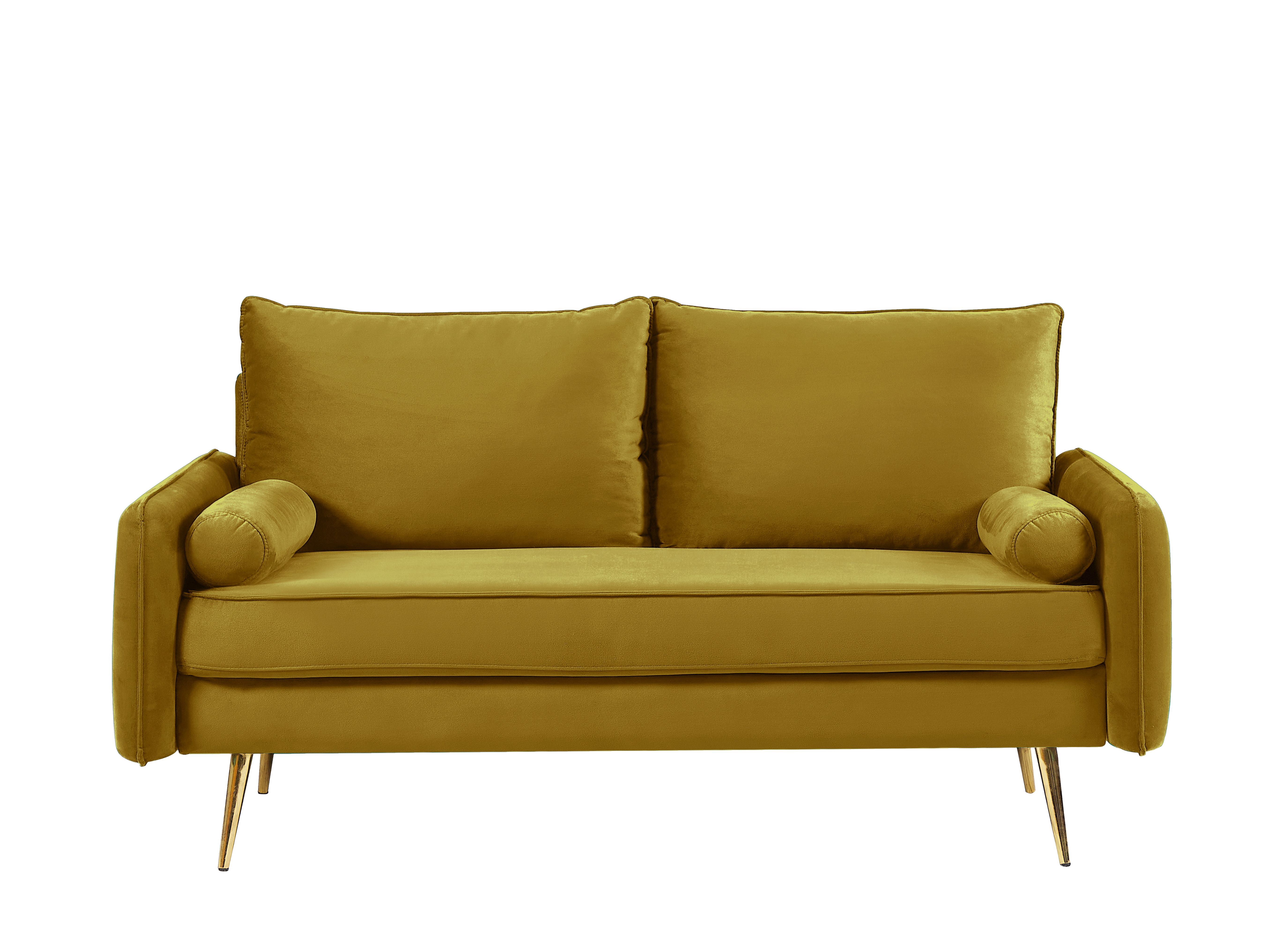 Uspridefurniture Villeda 58''W Polyester Square Arms Loveseat, Greenish Yellow