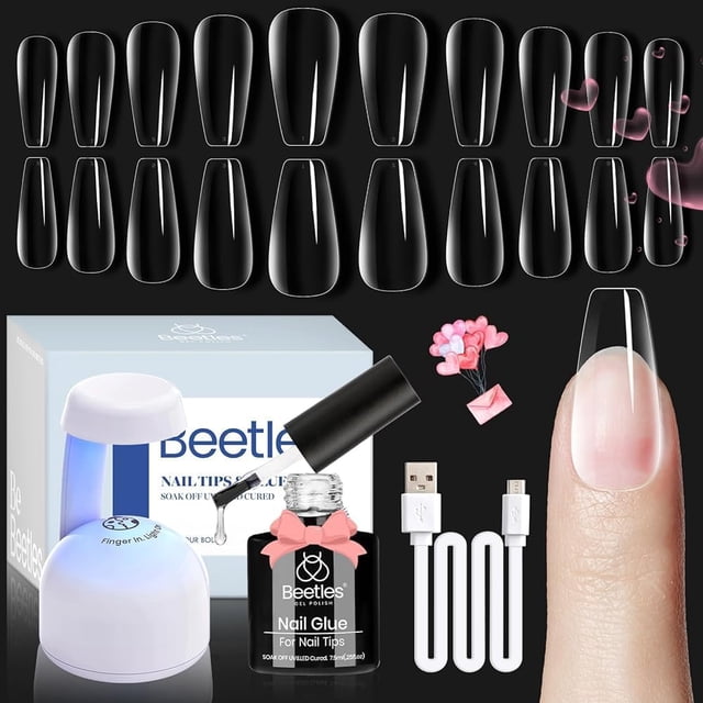 Kit de uñas de gel con forma de escarabajos, fácil de extender, con 500 puntas