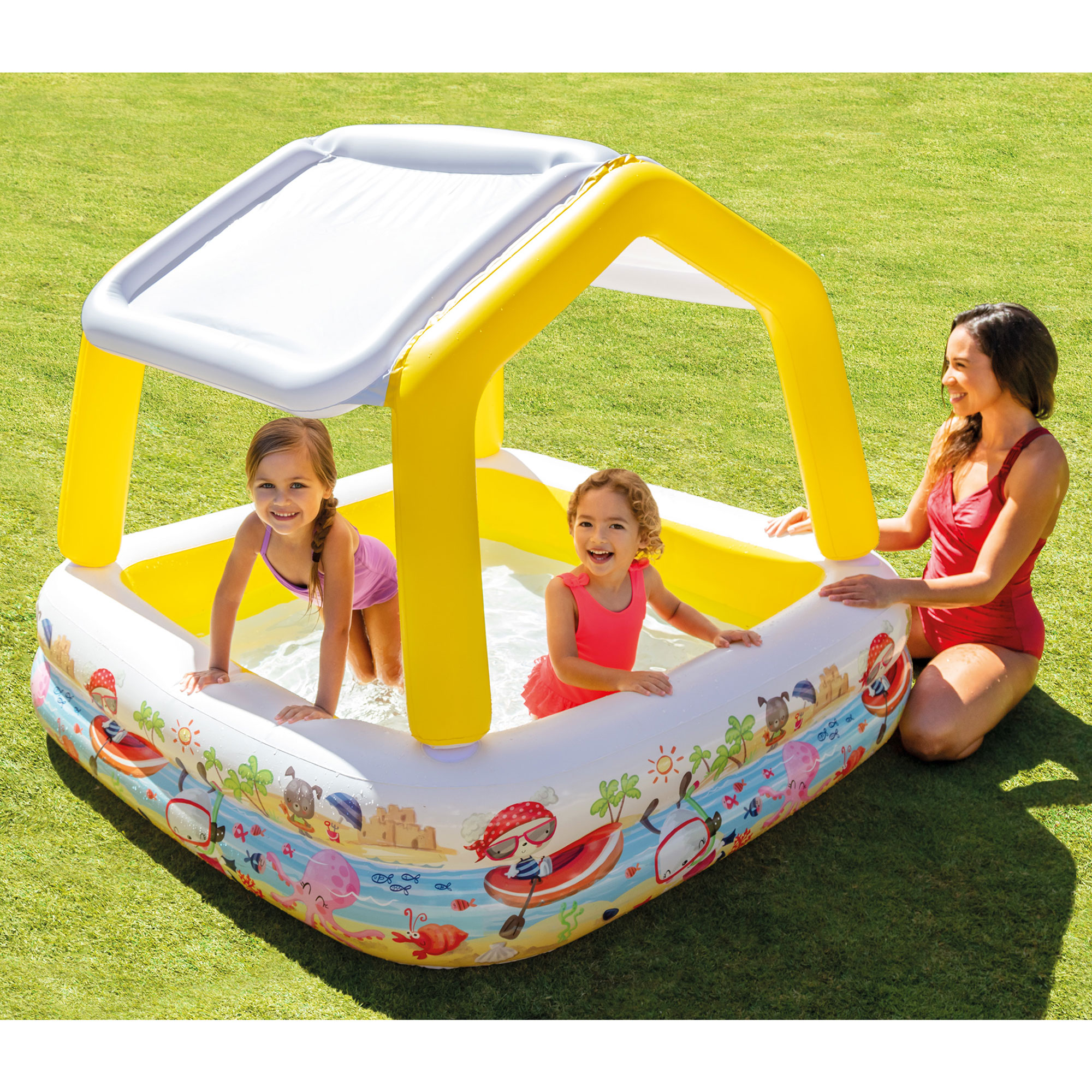 Intex 5ft x 48in Inflatable Ocean Scene Sun Shade Kids Pool With Canopy - image 11 of 12