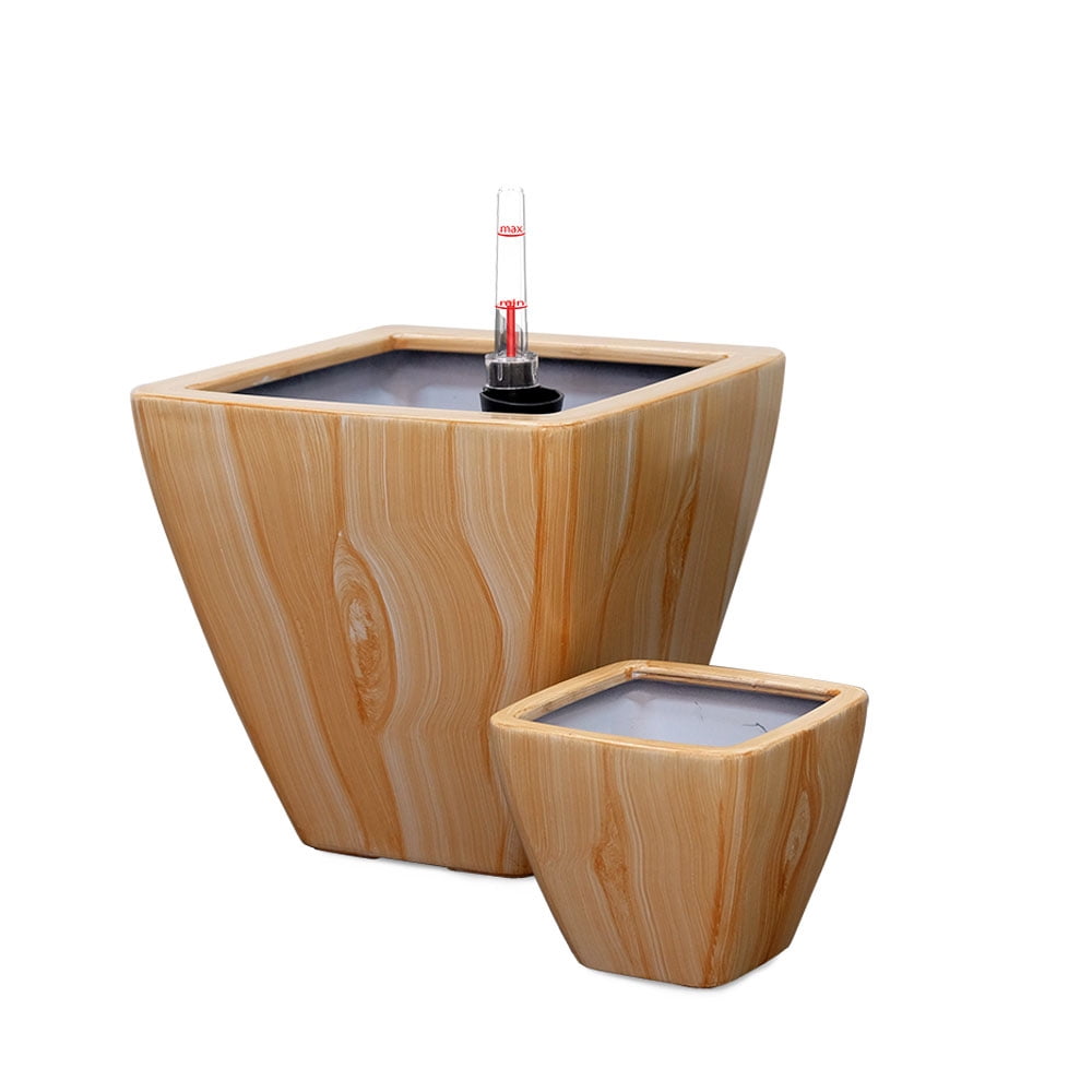 2 pack Smart Self-watering Planter Pot for Indoor and Outdoor, Light Wood