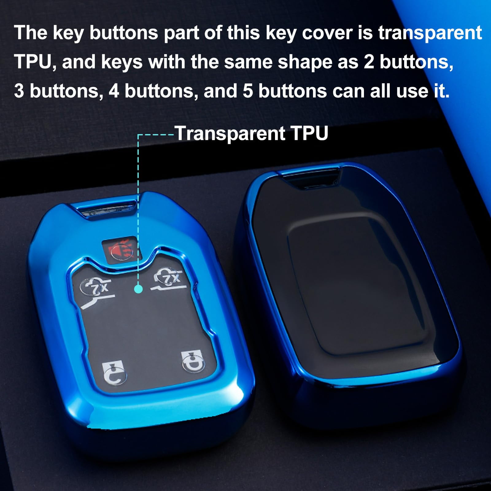 Premium Soft TPU Key Fob Cover with Leather Keychain for Chevrolet Suburban Tahoe and GMC Sierra Terrain Acadia Yukon Durable Protective Shell with Refined Texture and Secure Fit