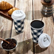 VPLUS 70 Pack 16 oz Paper Coffee Cups, Disposable Paper Cups with Lids and Stirrers