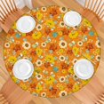 thumbnail image 2 of Floral Sunflower Elastic Edge Round Tablecloth, Soft Polyester Table Cover for Indoor or Outdoor Use, Fits 44-52" Round Tables, 2 of 7