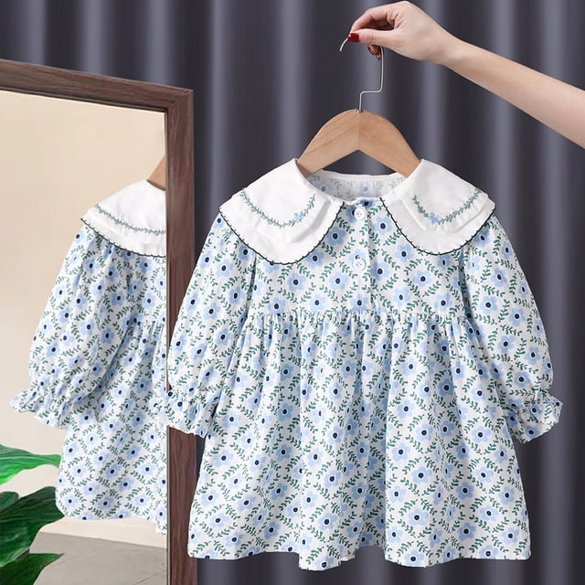 Robe Décontractée Rose pour Bébé Fille Vêtements Été 2023 Nouvelle Robe Princesse en Coton Lin Coréenne Col Rabattu