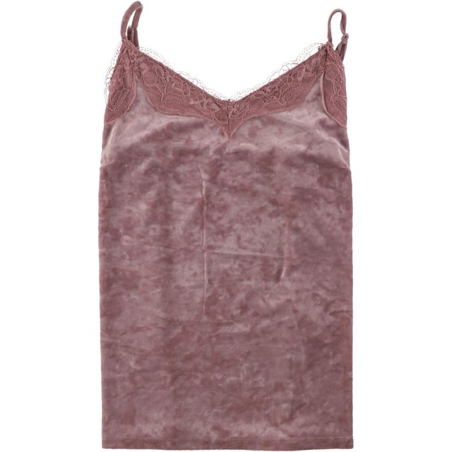 INC - Camiseta sin mangas de terciopelo y encaje para mujer, color rosa, pequeña