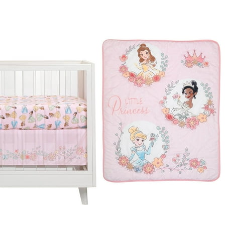 UPC: 0084122013018 | Lambs & Ivy Disney Princesses 3-Piece Nursery Baby Crib Bedding Set – Pink