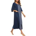 thumbnail image 4 of Housecoat Women's Short Sleeve Zipper Robe Long Nightgown Lougewear with Pockets S-XXL, 4 of 7