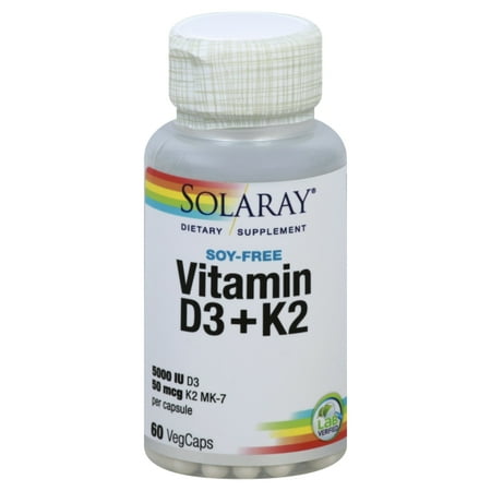 Solaray - Vitamin D3 5000 IU & K2 50 mcg MK7 - 60 Vegetarian Capsules ...