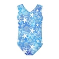thumbnail image 2 of FOR U DESIGNS Blue Ocean Theme Girls Swimming One-Piece Swimsuit Size 7-8 Years Starfish Coral Summer Bathing Suit Quick Dry Sleeveless Swimwear, 2 of 8