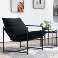 thumbnail image 1 of Silla de acento de terciopelo moderno elegante, silla reclinable contemporánea de marco de metal con cojín de asiento profundo para la oficina en el hogar, 1 of 5