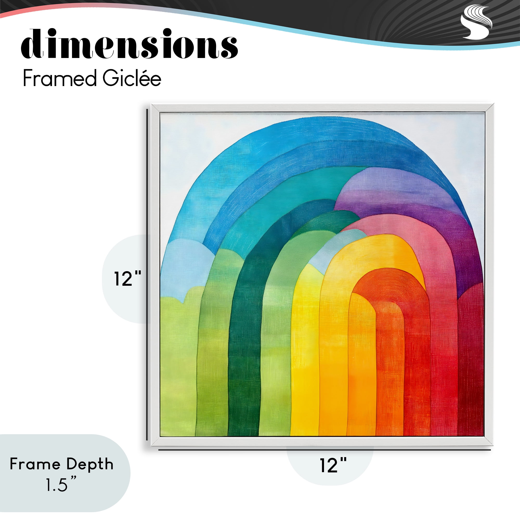 Stupell Industries Vibrant Rainbow Arch Abstraction White Framed Giclee Art, design by Creative Studio