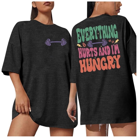 Funny Workout Shirts Women Oversized Be Happy Lift Heavy Shirt Casual Gym Tops for Women (Black M)