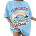 thumbnail image 2 of TrendOFT Beach Oversized T Shirts for Women Hawaiian Shirt Sunshine Graphic Tees Summer Vacation Tee Tops Sky Blue M, 2 of 4